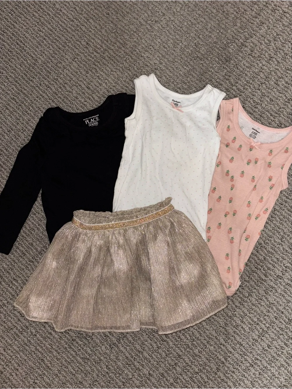 Toddler Girl Basics Bundle, 12-18M – 3 Tops + Skirt